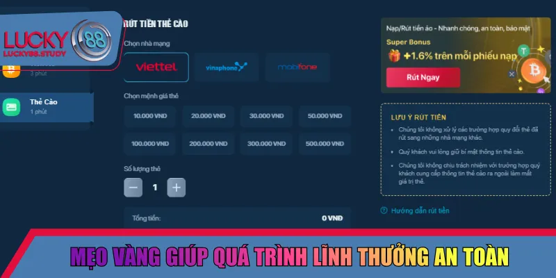 Mẹo vàng giúp quá trình lĩnh thưởng an toàn